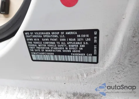 2015 Volkswagen Passat 1.8T Limited Edition from USA, damaged, VIN 1VWAT7A35FC100256